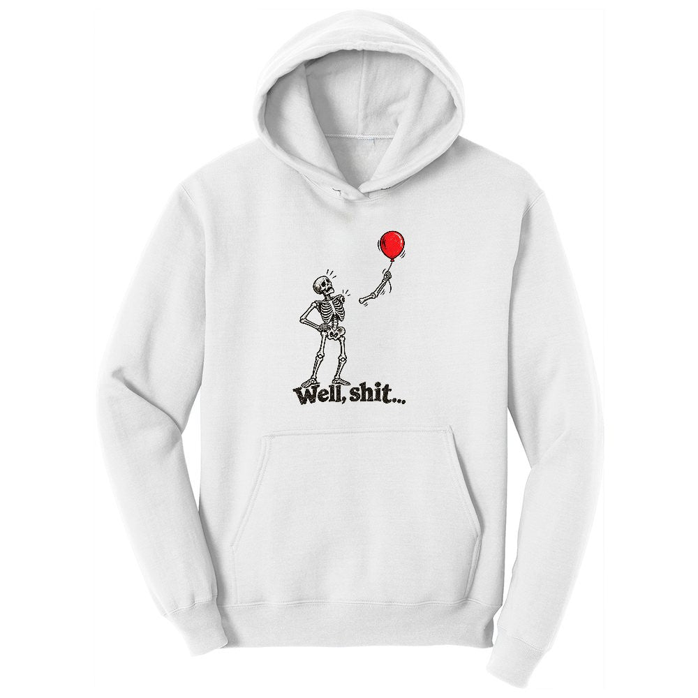 Well Shit Halloween Skeleton Design Ladies Hoodie - White