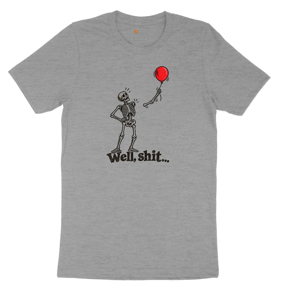 Well Shit Halloween Skeleton Design Ladies Short Sleeve Tee - Granite Heather