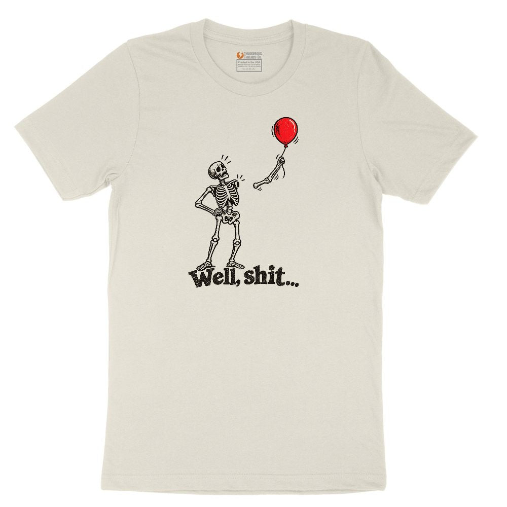 Well Shit Halloween Skeleton Design Ladies Short Sleeve Tee - Natural Heather