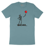 Well Shit Halloween Skeleton Design Ladies Short Sleeve Tee - Surf Blackout