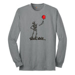 Well Shit Halloween Skeleton Design Long Sleeve Tee - Athletic Grey