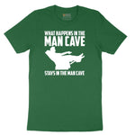 What Happens in the Man Cave Stays in the Man Cave Short Sleeve Tee - Athletic Kelly