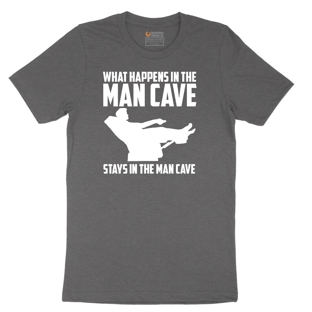 What Happens in the Man Cave Stays in the Man Cave Short Sleeve Tee - Dark Heather Grey
