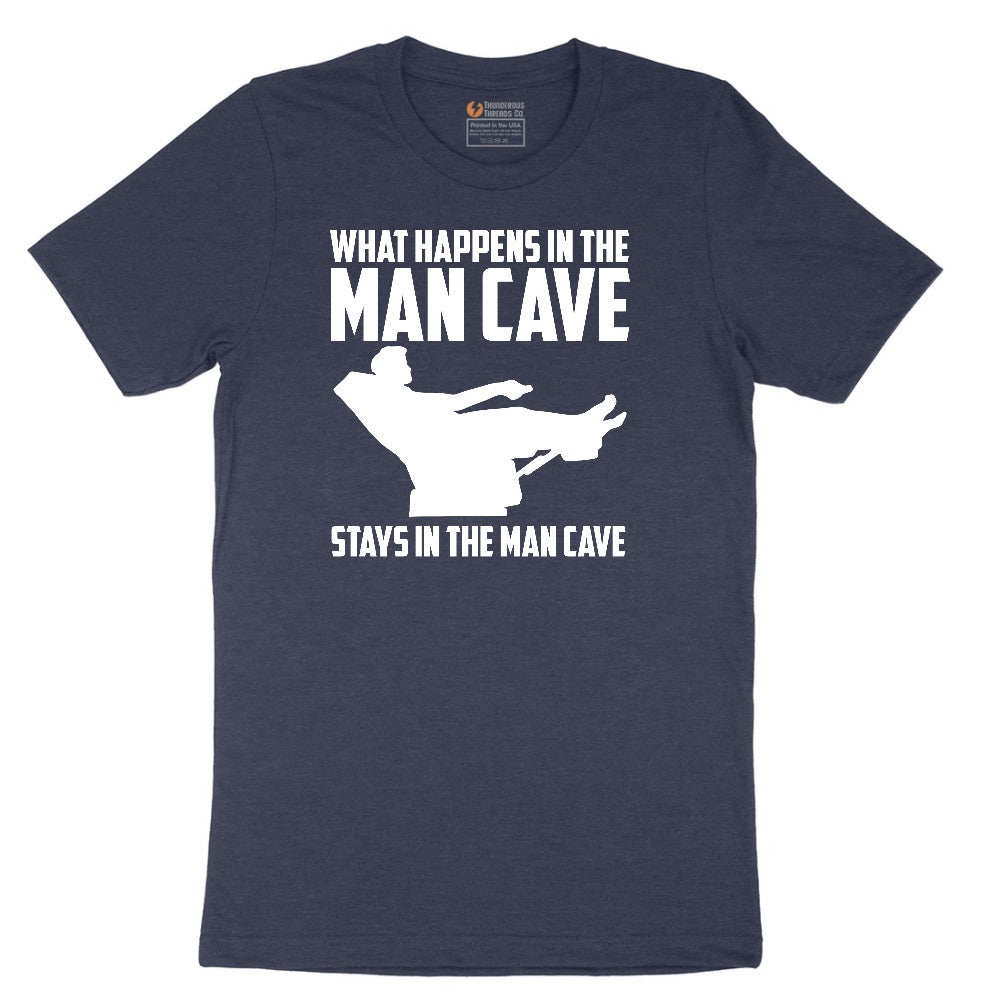 What Happens in the Man Cave Stays in the Man Cave Short Sleeve Tee - Heather Navy