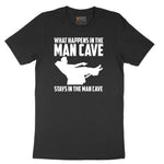 What Happens in the Man Cave Stays in the Man Cave Short Sleeve Tee - Jet Black