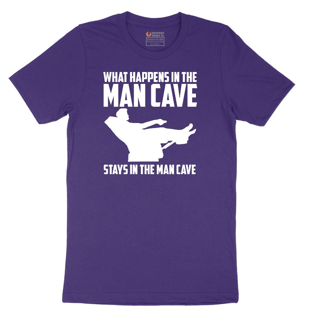 What Happens in the Man Cave Stays in the Man Cave Short Sleeve Tee - Team Purple