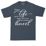 When Life Gives You More Than You Can Stand tall t-shirt for men in Heather Navy