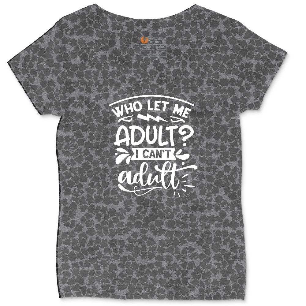 Who Let Me Adult Ladies Curvy Tee - Black Leopard