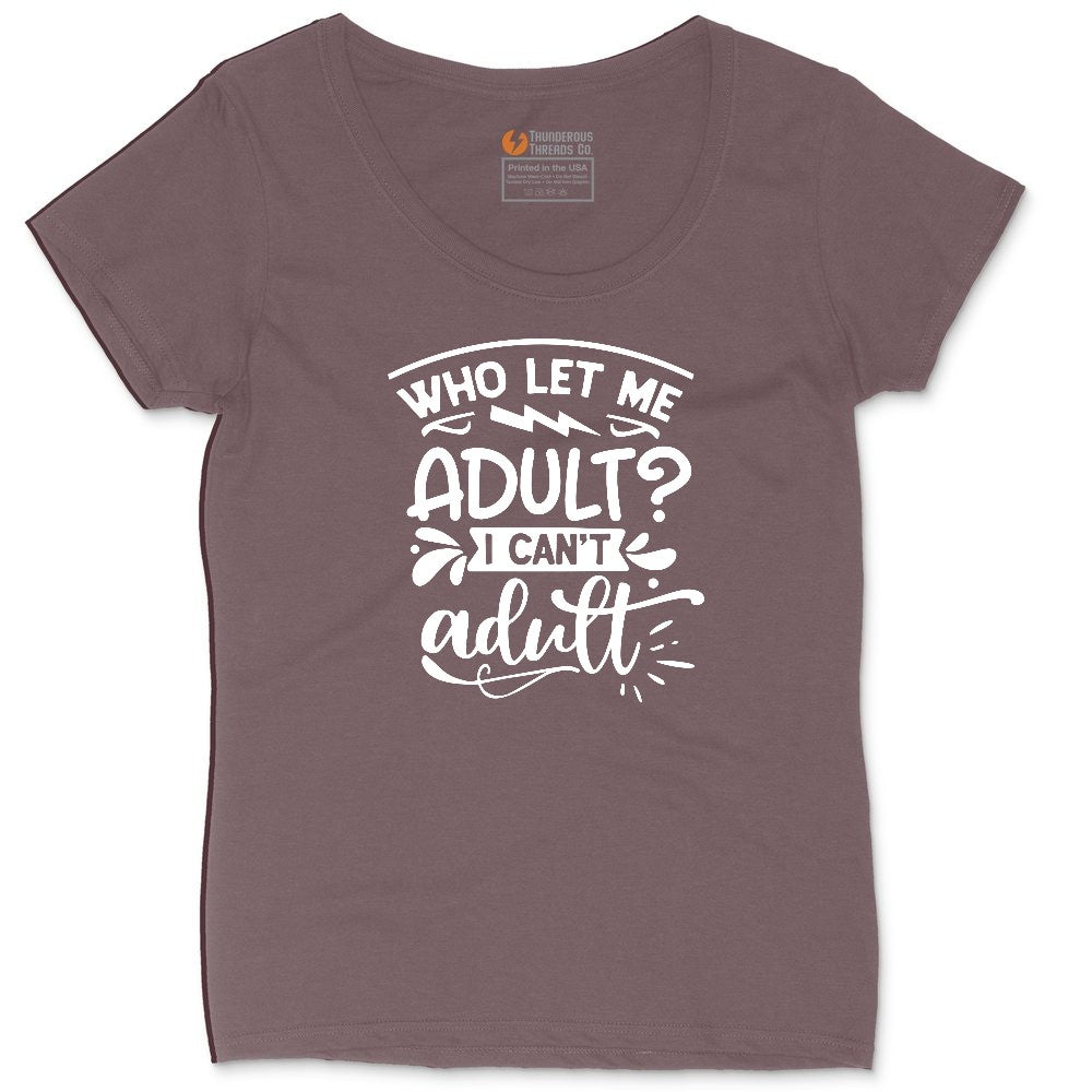 Who Let Me Adult Ladies Curvy Tee - Sangria Blackout