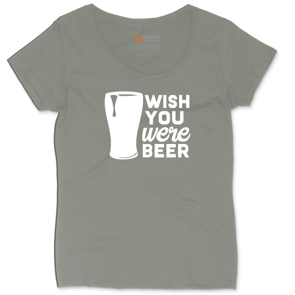 Wish You Were Beer Ladies Curvy Tee - Bamboo Blackout