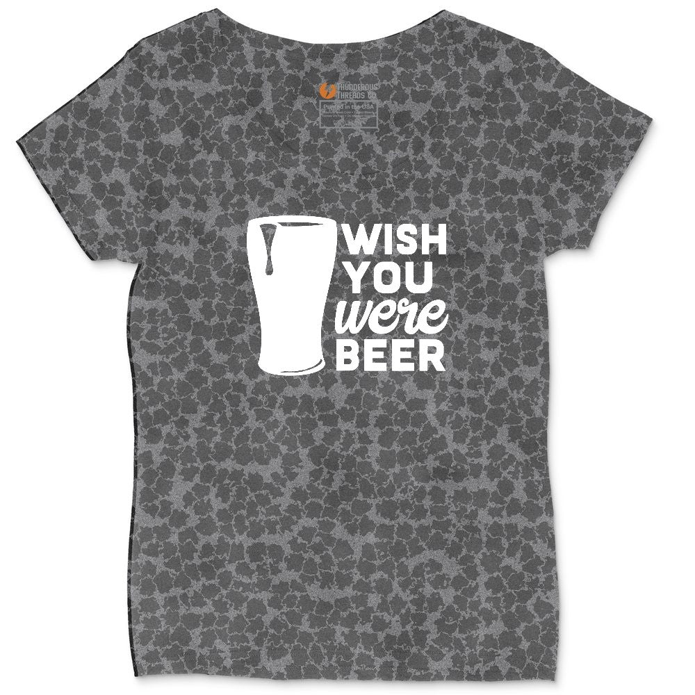 Wish You Were Beer Ladies Curvy Tee - Black Leopard