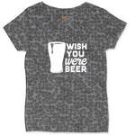 Wish You Were Beer Ladies Curvy Tee - Black Leopard