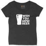 Wish You Were Beer Ladies Curvy Tee - Black