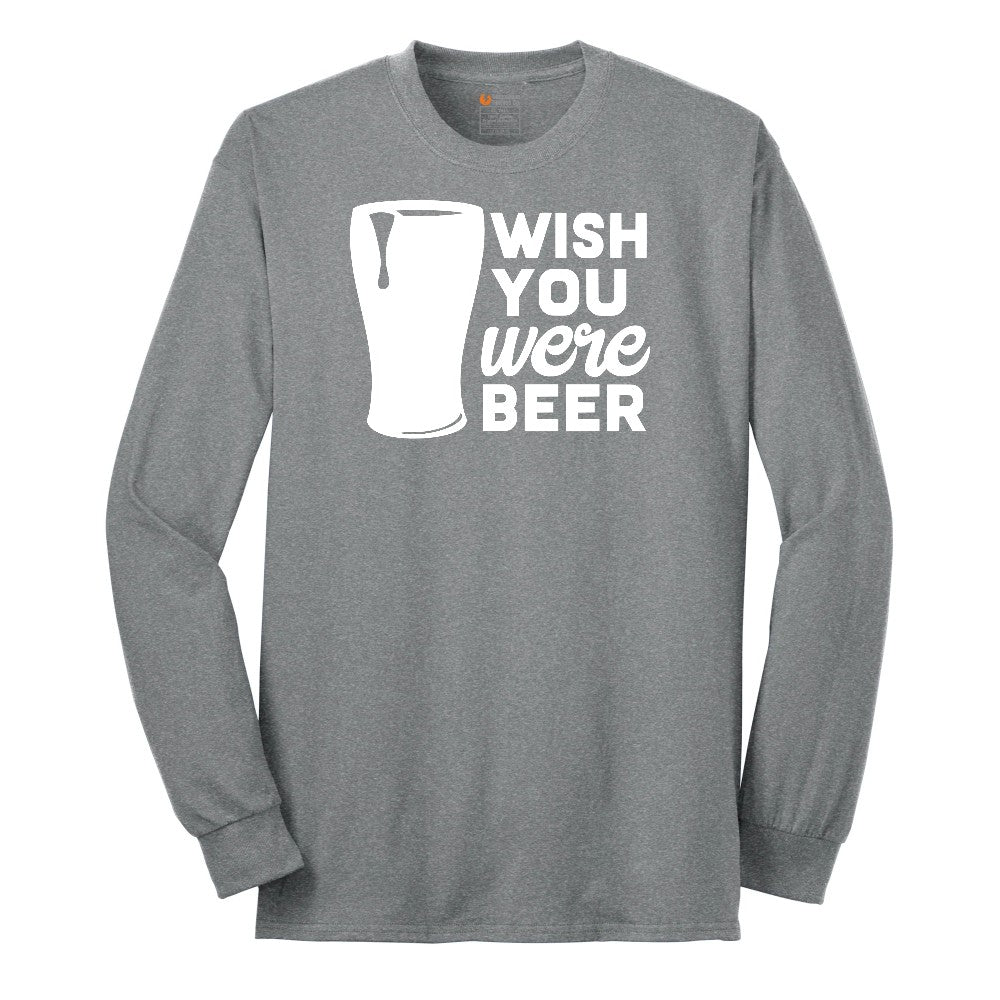 Wish You Were Beer Long Sleeve Tee - Athletic Grey