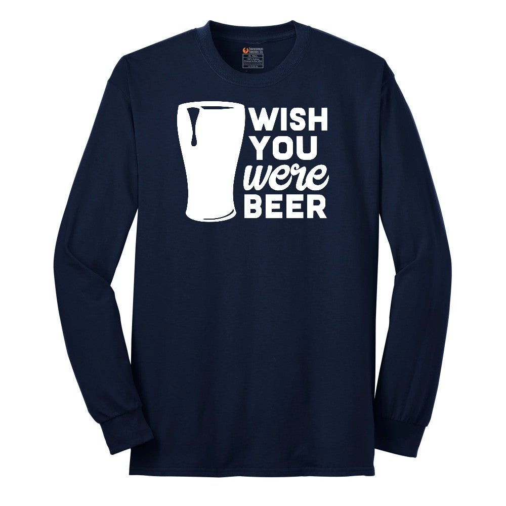 Wish You Were Beer Long Sleeve Tee - Navy
