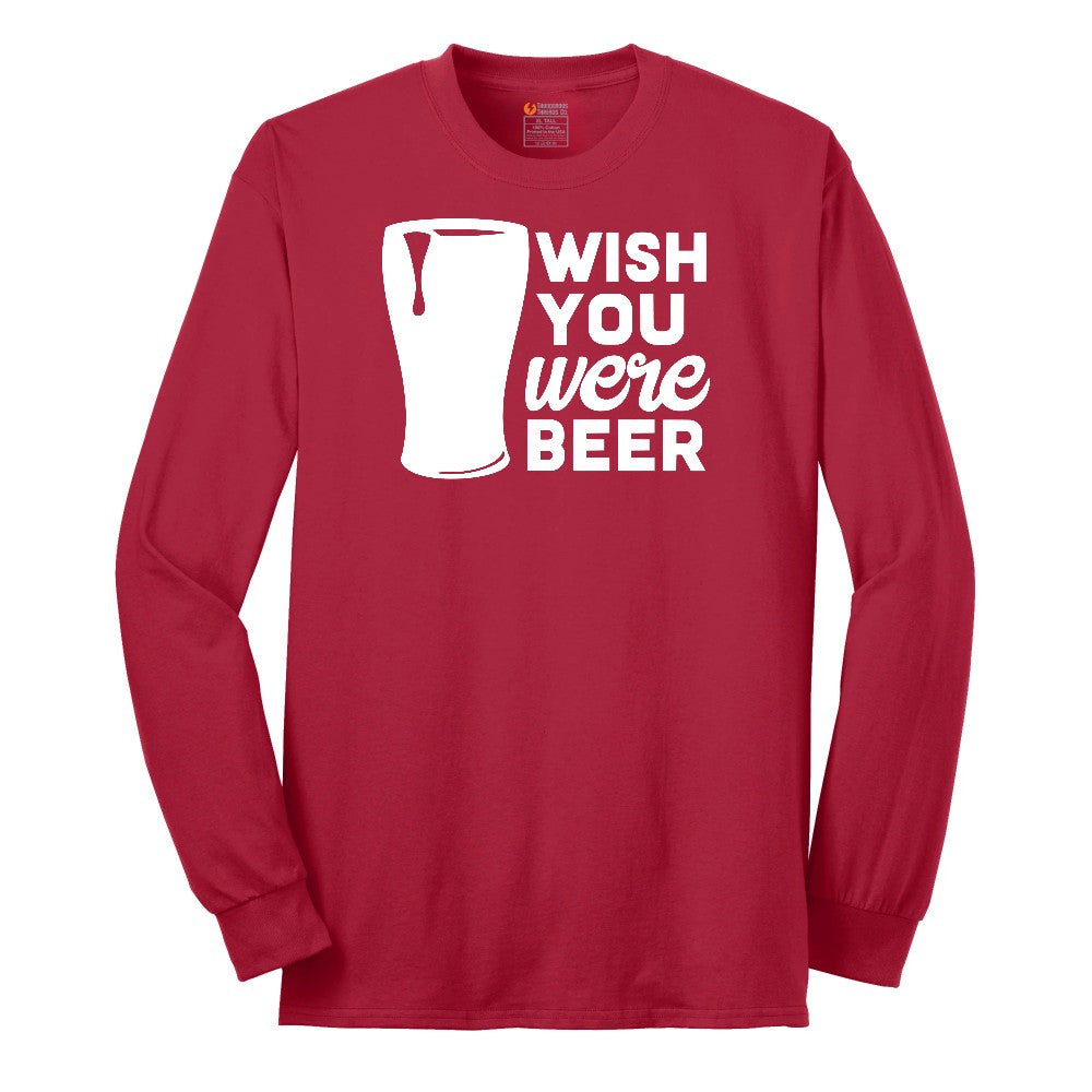 Wish You Were Beer Long Sleeve Tee - Red