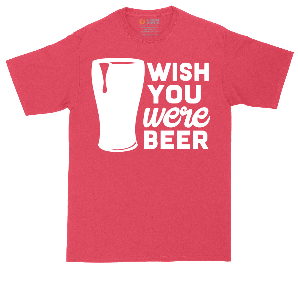 Wish You Were Beer tall t-shirt for men in Heather Red