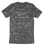 With God All Things are Possible Ladies Short Sleeve Tee - Black Leopard
