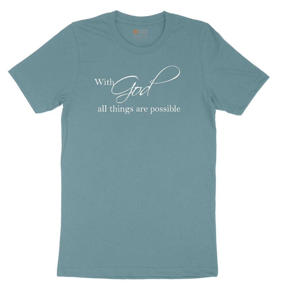 With God All Things are Possible Ladies Short Sleeve Tee - Surf Blackout