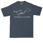 With God All Things are Possible tall t-shirt for men in Heather Navy