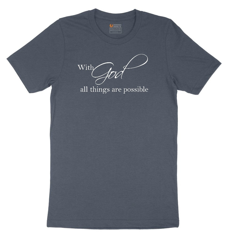 With God All Things are Possible Youth Short Sleeve Tee - Heather Navy