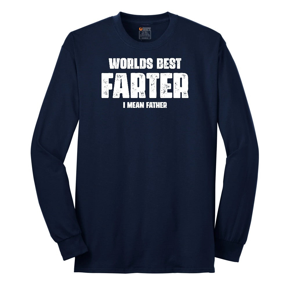 Worlds Best Farter I Mean Father Long Sleeve Tee - Navy