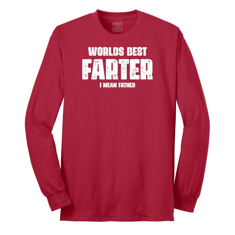 Worlds Best Farter I Mean Father Long Sleeve Tee - Red