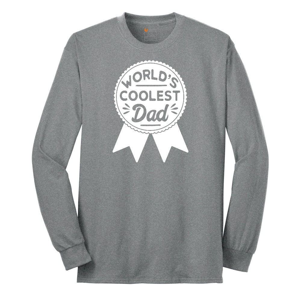 Worlds Coolest Dad Long Sleeve Tee - Athletic Grey