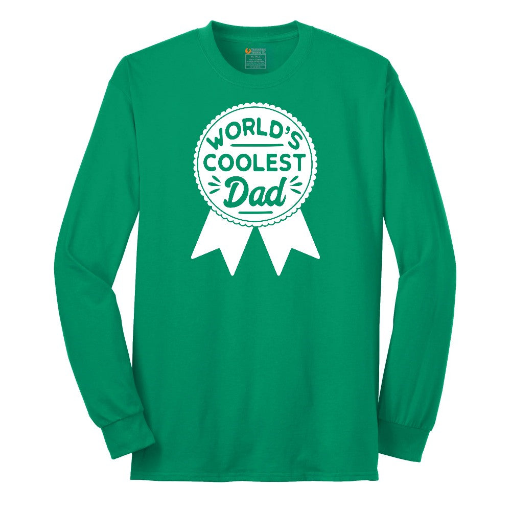 Worlds Coolest Dad Long Sleeve Tee - Kelly Green