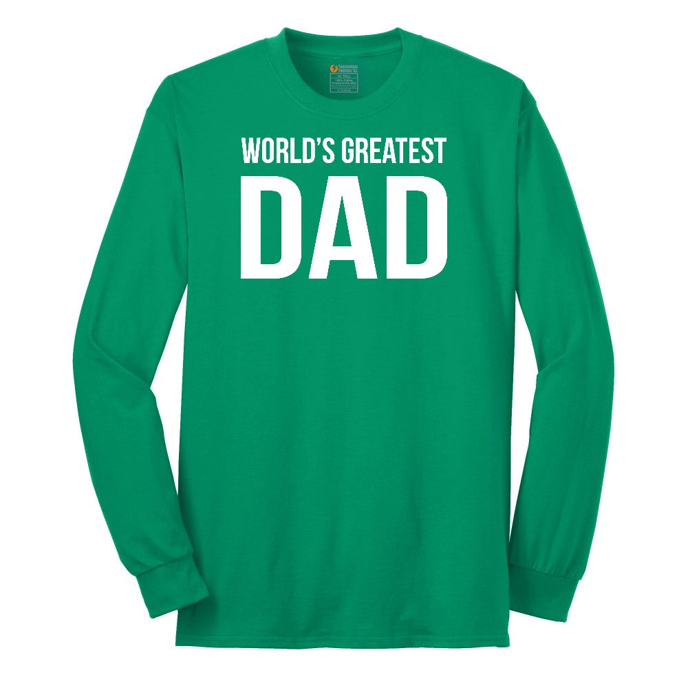 Worlds Greatest Dad Long Sleeve Tee - Kelly Green