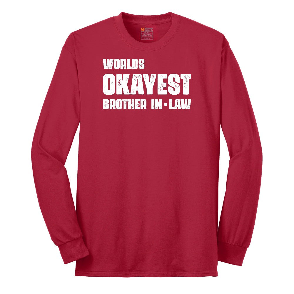 Worlds Okayest Brother in Law Long Sleeve Tee - Red