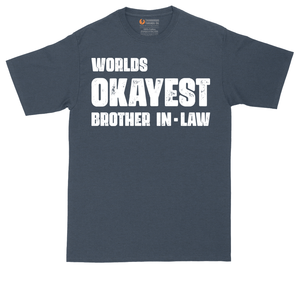World's Okayest Brother in Law tall t-shirt for men in Heather Navy