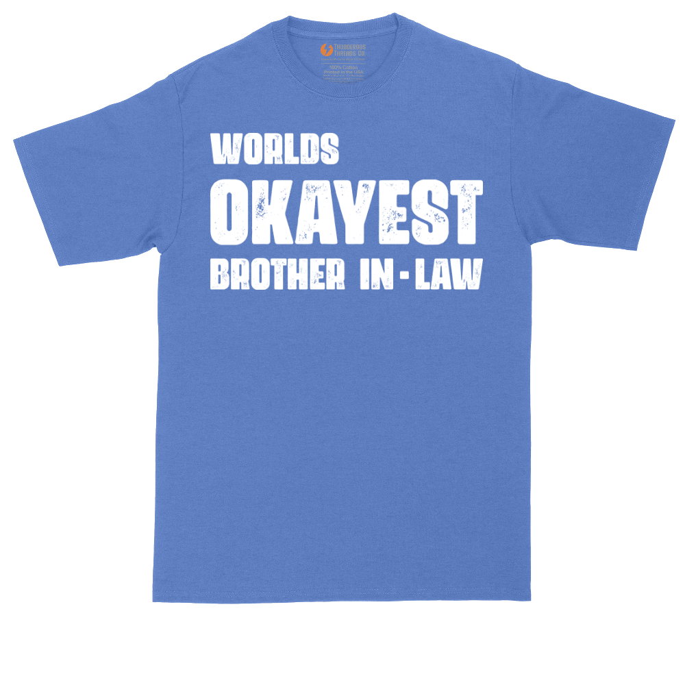 World's Okayest Brother in Law tall t-shirt for men in Heather Royal