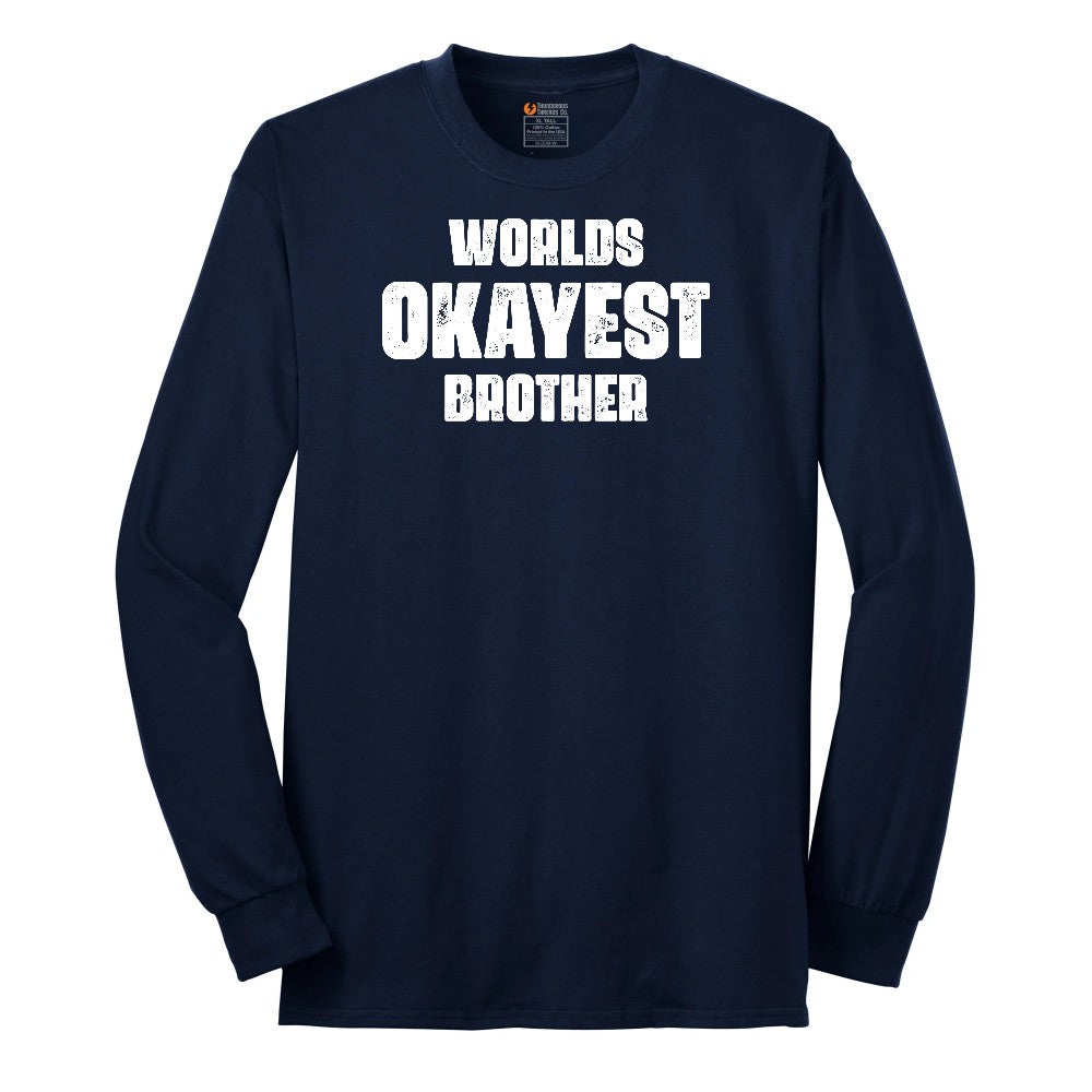 Worlds Okayest Brother Long Sleeve Tee - Navy
