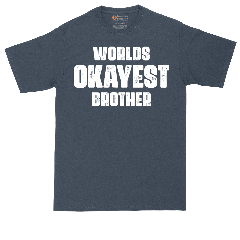 World's Okayest Brother tall t-shirt for men in Heather Navy