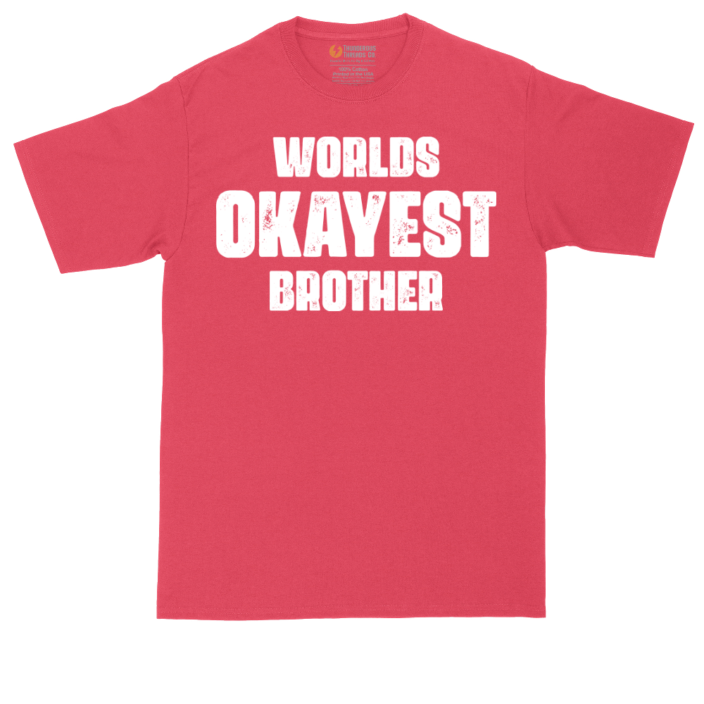 World's Okayest Brother tall t-shirt for men in Heather Red
