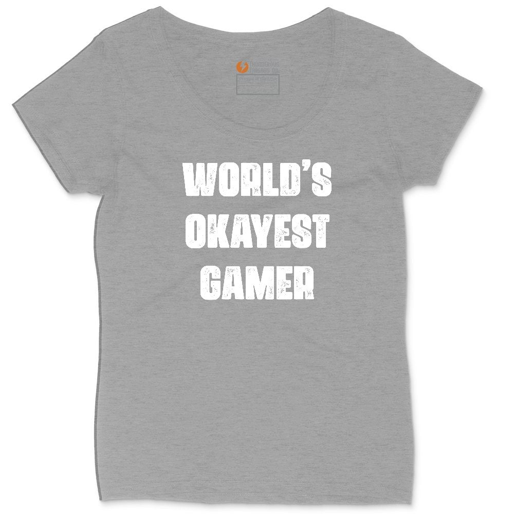 Worlds Okayest Gamer - Mens & Ladies T-Shirt Ladies Curvy Tee - Granite Heather