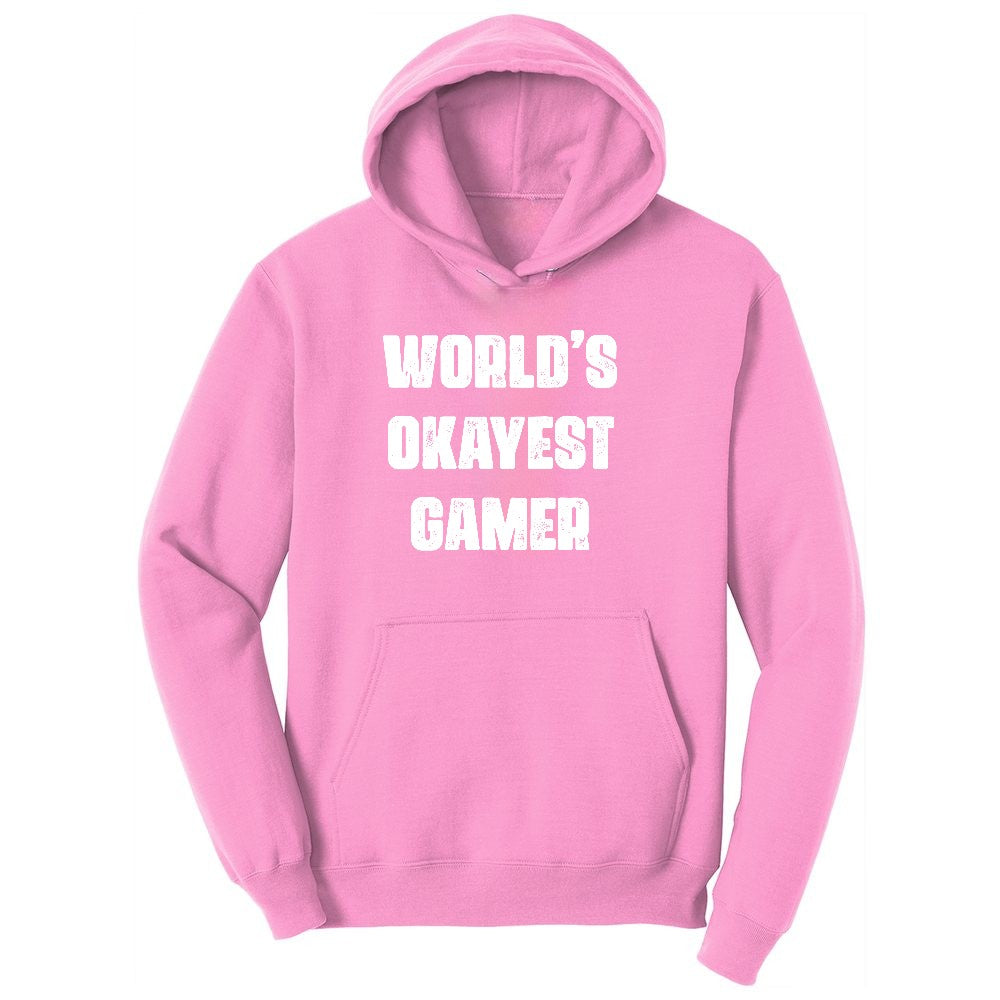 Worlds Okayest Gamer - Mens & Ladies T-Shirt Ladies Hoodie - Candy Pink