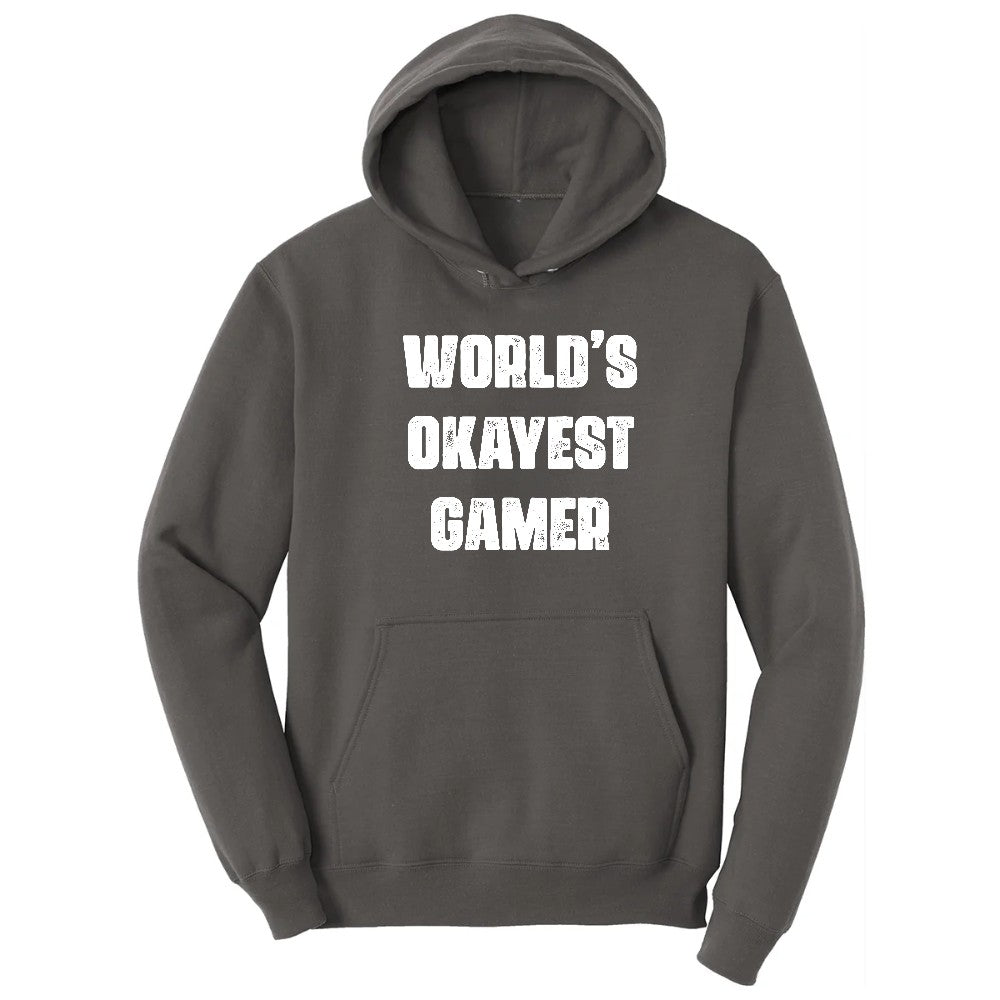 Worlds Okayest Gamer - Mens & Ladies T-Shirt Hoodie - Charcoal