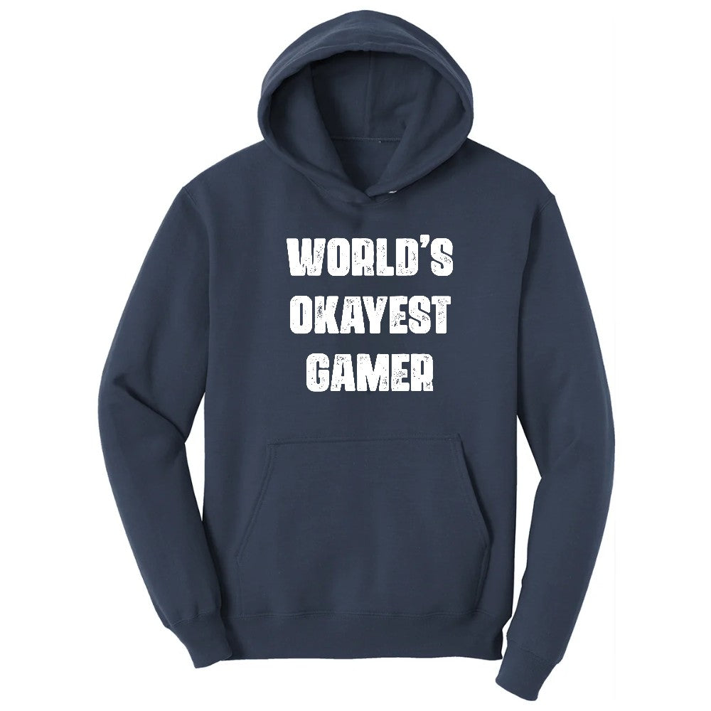 Worlds Okayest Gamer - Mens & Ladies T-Shirt Hoodie - Navy