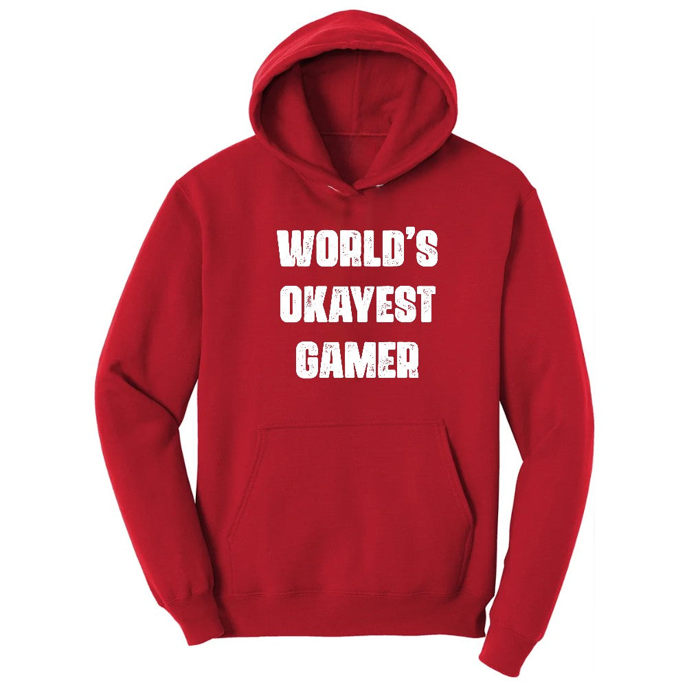 Worlds Okayest Gamer - Mens & Ladies T-Shirt Hoodie - Red
