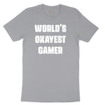 Worlds Okayest Gamer - Mens & Ladies T-Shirt Short Sleeve Tee - Athletic Heather Grey