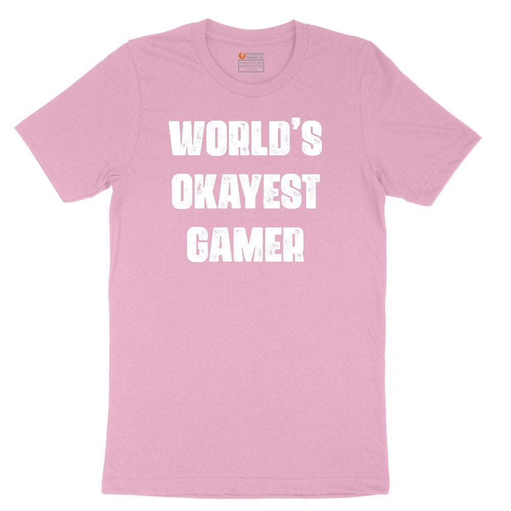 Worlds Okayest Gamer - Mens & Ladies T-Shirt Toddler Short Sleeve Tee - Candy Pink