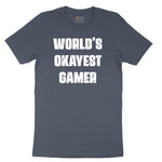 Worlds Okayest Gamer - Mens & Ladies T-Shirt Toddler Short Sleeve Tee - Heather Navy