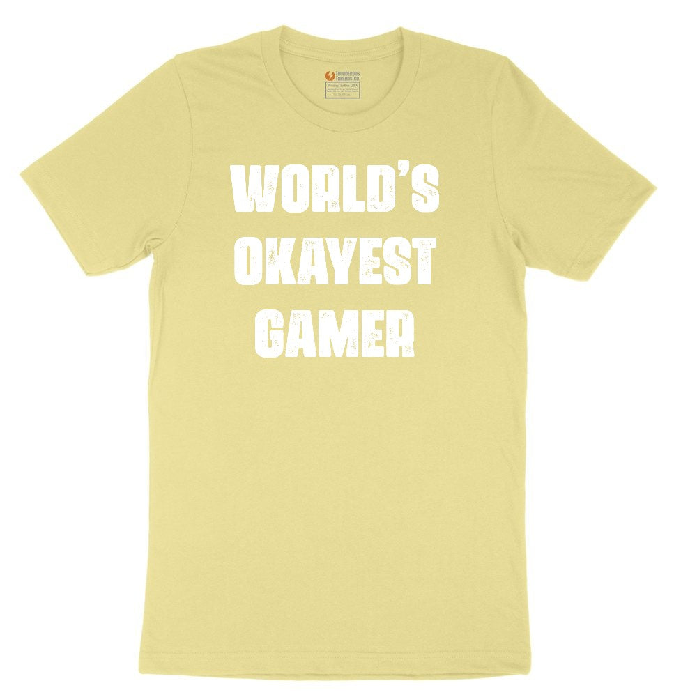 Worlds Okayest Gamer - Mens & Ladies T-Shirt Toddler Short Sleeve Tee - Yellow