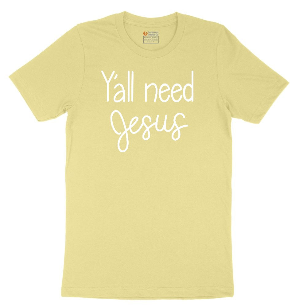 Y'all need Jesus Version 1 Youth Short Sleeve Tee - Yellow