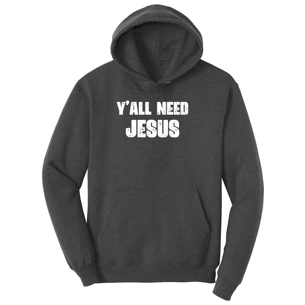 Y'all Need Jesus Version 2 Ladies Hoodie - Dark Heather Grey