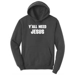 Y'all Need Jesus Version 2 Ladies Hoodie - Dark Heather Grey