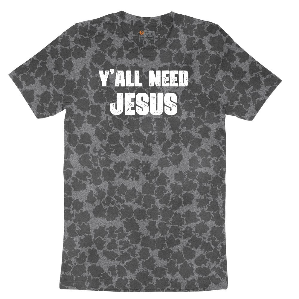 Y'all Need Jesus Version 2 Ladies Short Sleeve Tee - Black Leopard