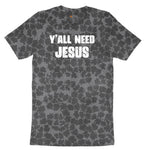 Y'all Need Jesus Version 2 Ladies Short Sleeve Tee - Black Leopard
